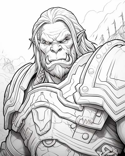 Orc hero from World of Warcraft coloring page 