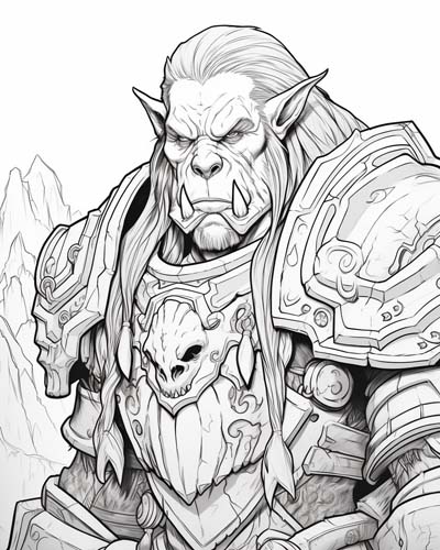 World of Warcraft orc coloring page