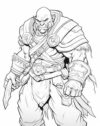 World of Warcraft orc coloring page