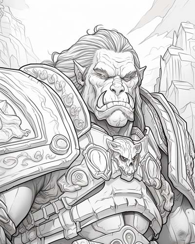 World of Warcraft orc coloring page