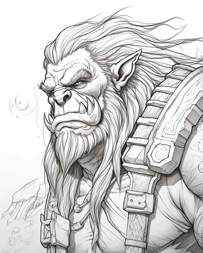 World of Warcraft orc coloring page