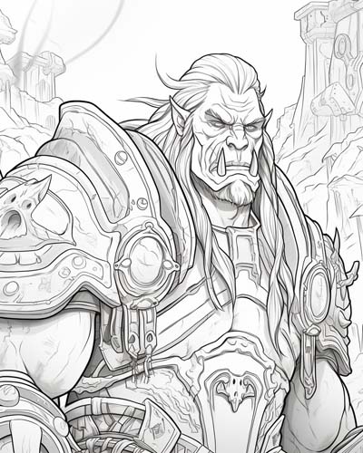 World of Warcraft orc coloring page