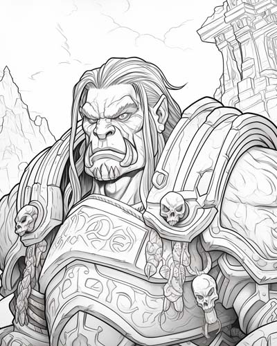 World of Warcraft orc coloring page