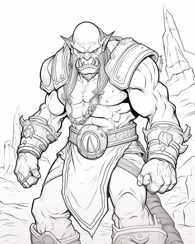 World of Warcraft orc coloring page