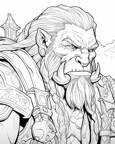 World of Warcraft orc coloring page