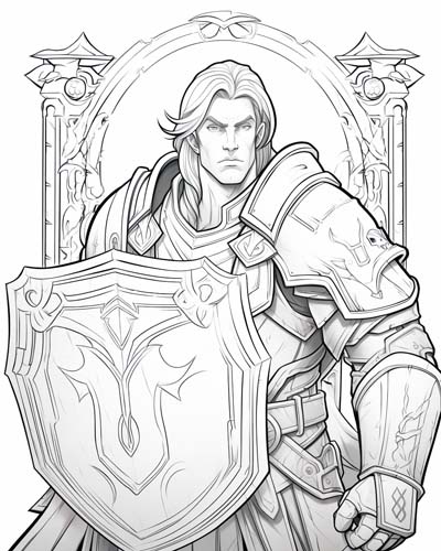 World of Warcraft paladin coloring page