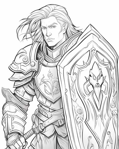 World of Warcraft paladin coloring page