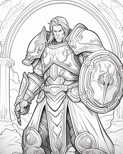 World of Warcraft paladin coloring page