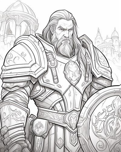 World of Warcraft paladin coloring page