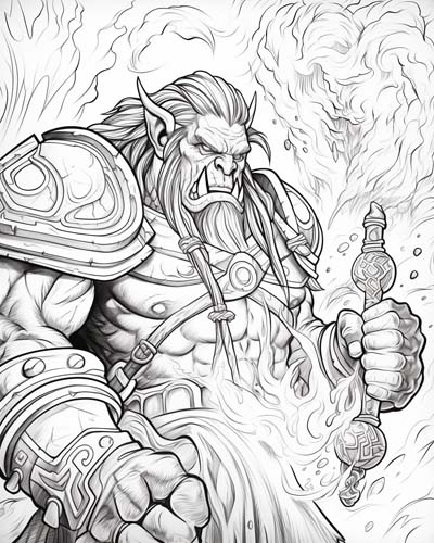 World of Warcraft shaman coloring page