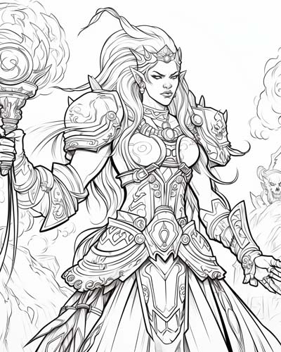 World of Warcraft shaman coloring page