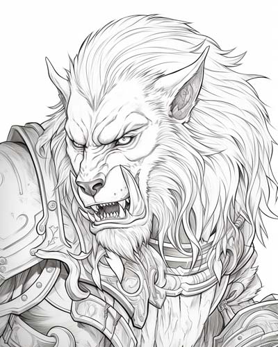 World of Warcraft worgen coloring page