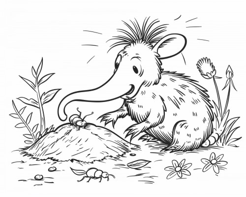 surprised anteater coloring page