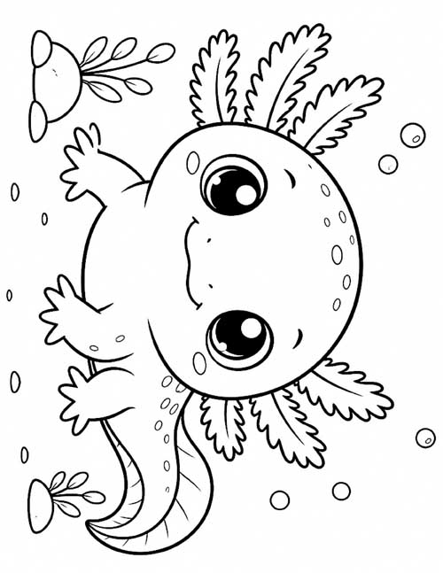 baby axolotyl coloring page
