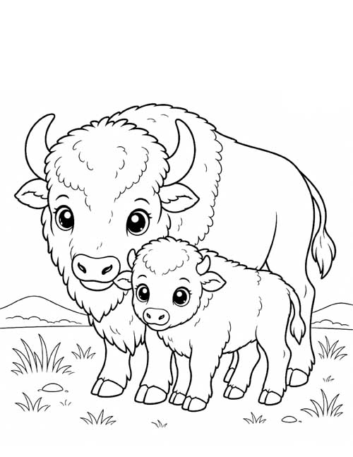 baby bison coloring page