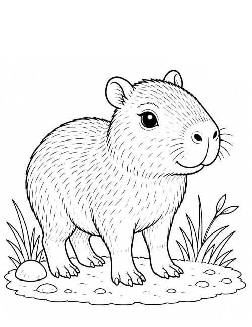baby capabara coloring page