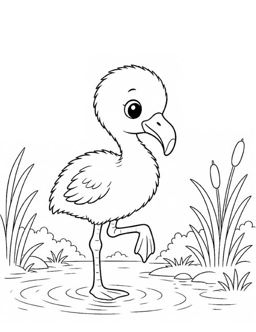 baby flamingo coloring page