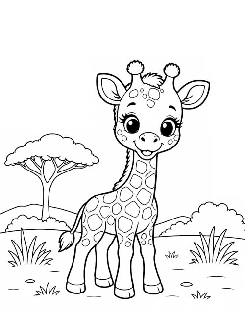 baby giraffe coloring page