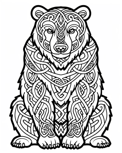 Artio, the celtic bear goddess coloring page