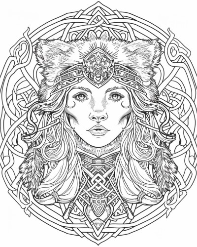 Artio, the celtic bear goddess coloring page