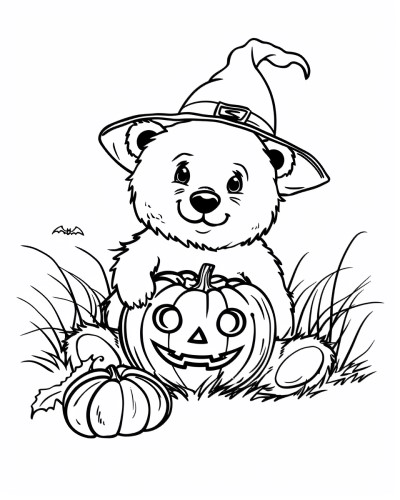 halloween bear coloring page