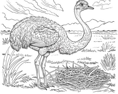 ostrich nest coloring page