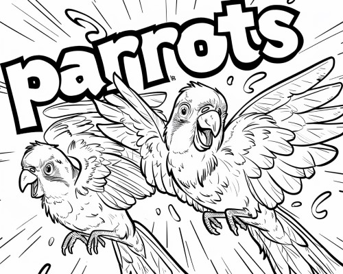 parrot word art coloring page