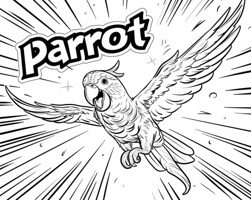 parrot word art coloring page