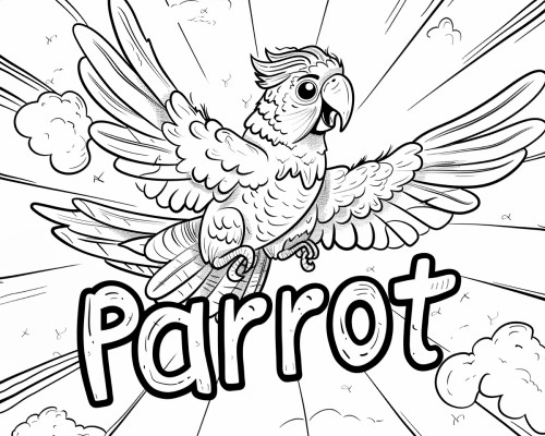 parrot word art coloring page