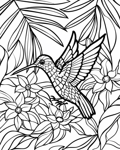 hummingbird coloring page with bold lines