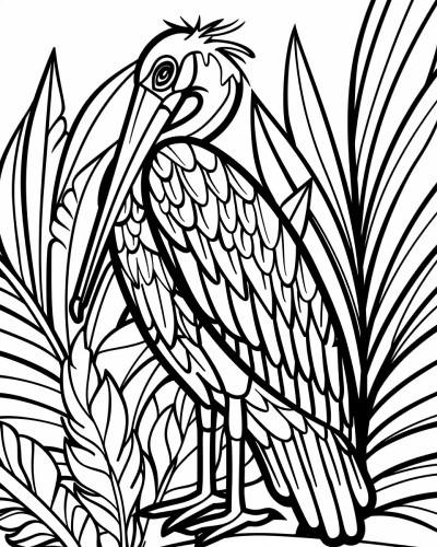 pelican coloring page with bold lines