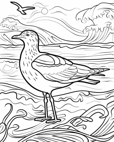 coloring page of a seagull