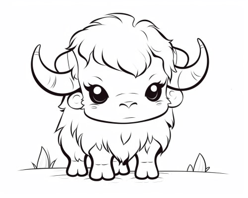 Cute young Bison coloring page