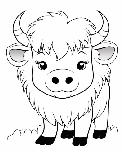 cartoon bison coloring page