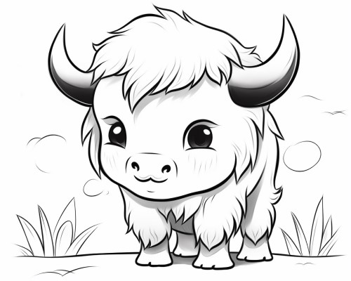 cute bison coloring page