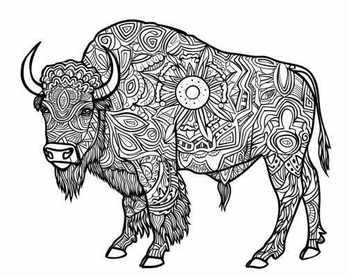 Zentangle bison coloring pages