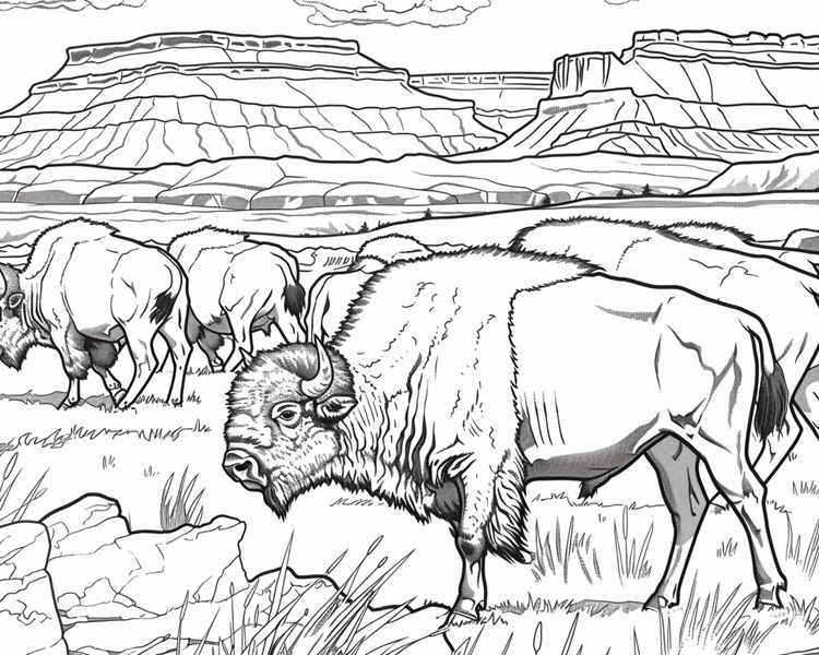 bison in Capitol Reef National Park coloring page