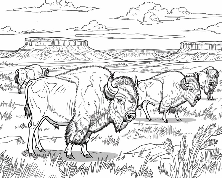 bison in Wind Cave National Park coloring page