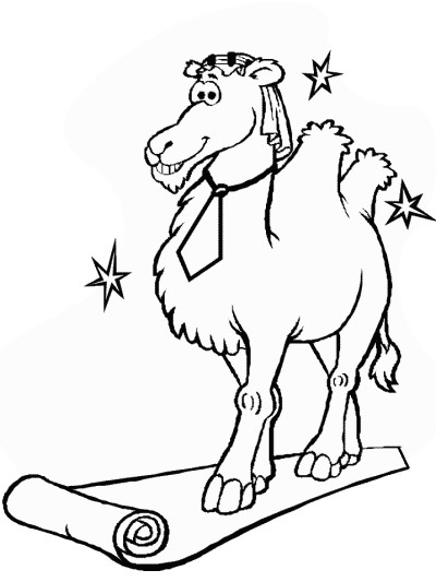 camel on a magic carpet coloring page