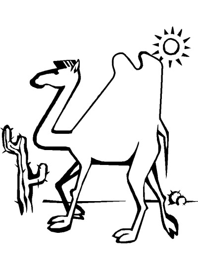 camel in the desert coloring page