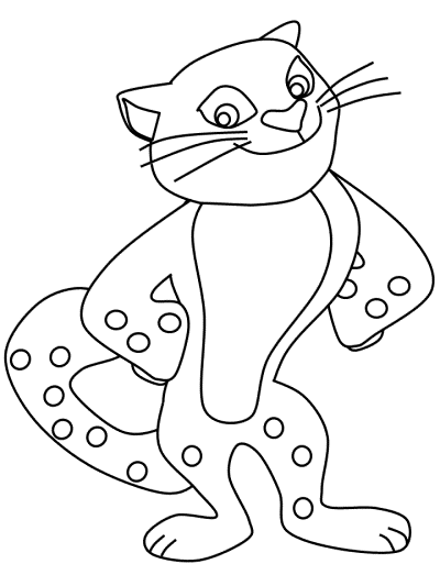 Hand drawn coloring page of a cheetah with its hands on its hips