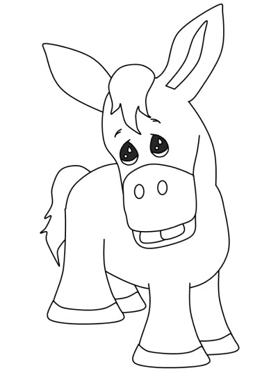 donkey with two big teeth coloring page