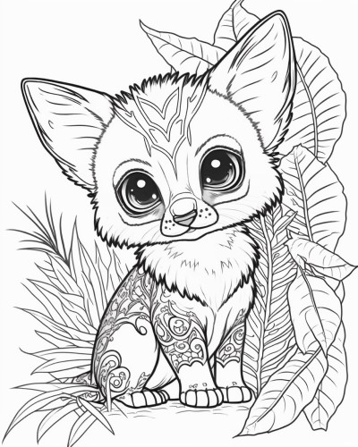 Coloring page of a cute hyena