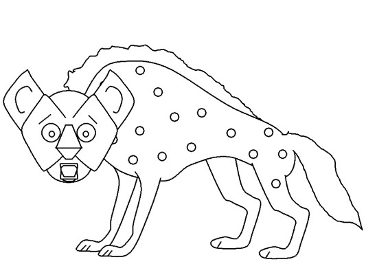 Coloring page of a hyena with a funny face