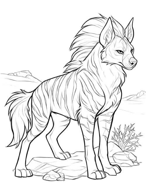 Striped hyena coloring page