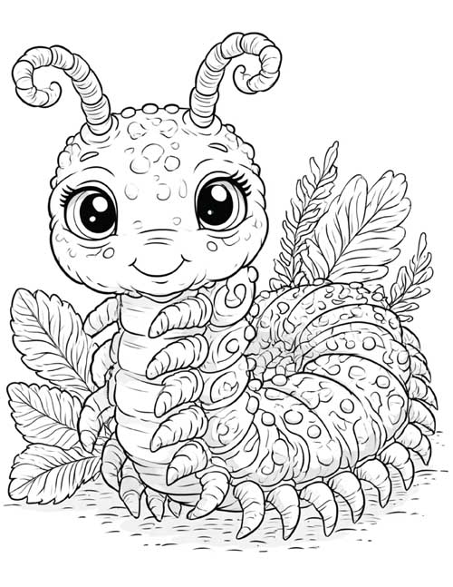 cute coloring page of a centipede