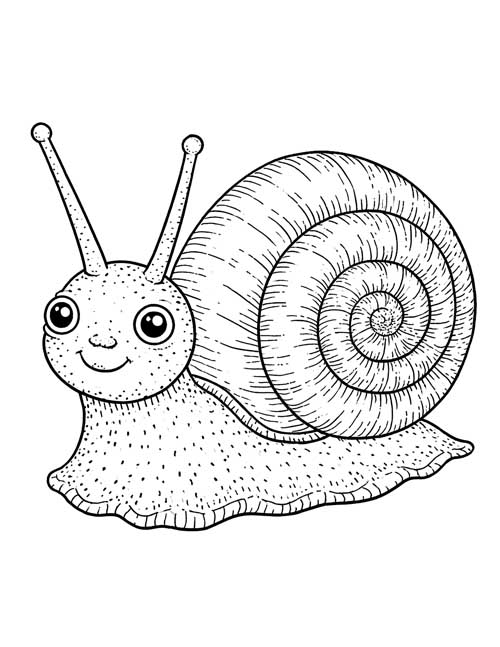 ink sketch snail coloring page