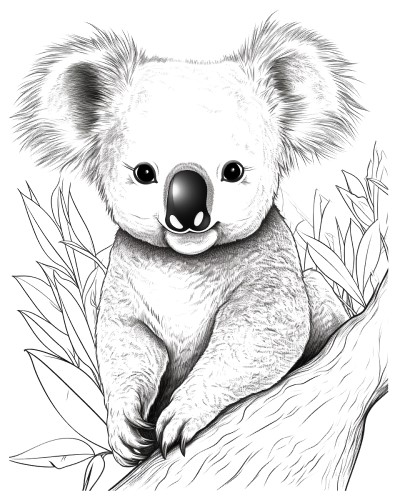realistic koala coloring page