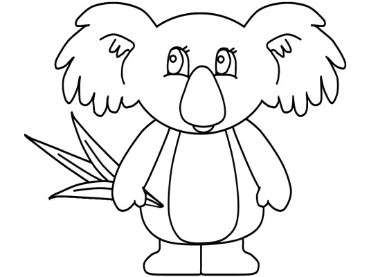 koala with eucalyptus leaves coloring page