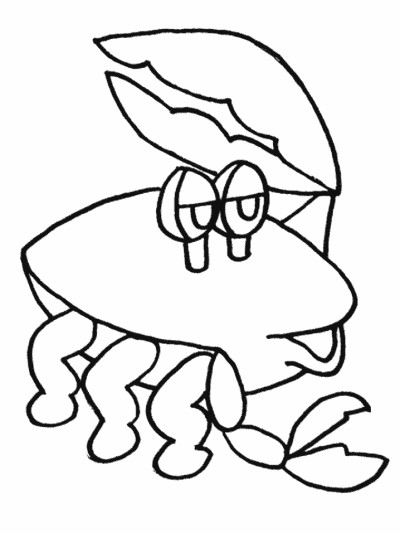 hand drawn cartoon coloring page of a crab or lobster